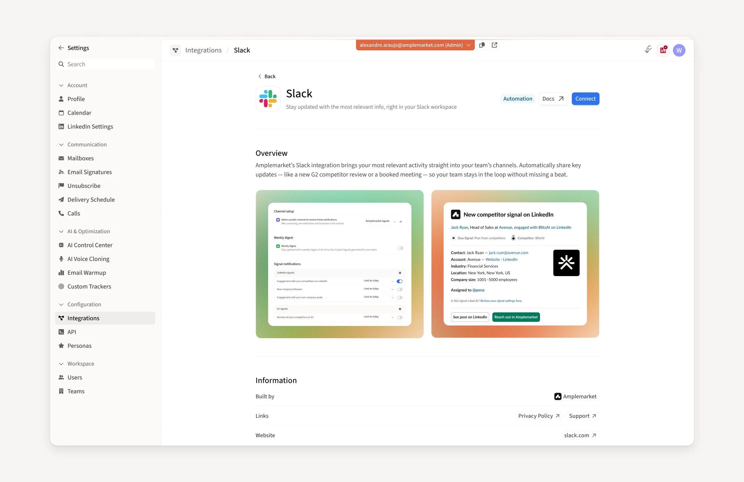 Slack integration for research alerts